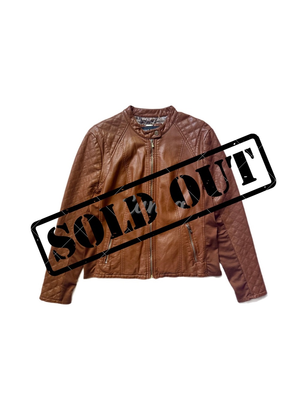 Black Rivet Caramel Brown Faux Leather Moto Jacket